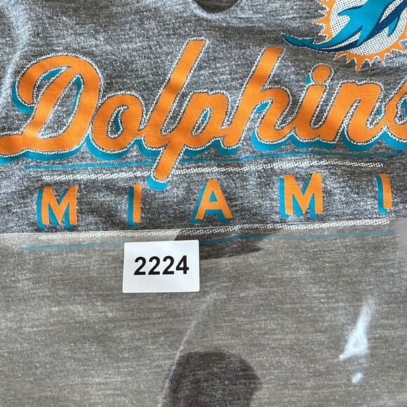 Majestic Dolphins Heathered Long Sleeve Baseball Tee Shirt Gray Size Large - Picture 8 of 8